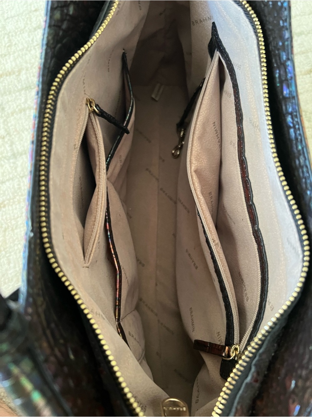 Brahmin Large Elaine Satchel Galaxy Melbourne Embossed Croc Leather Bag - Picture 10 of 13